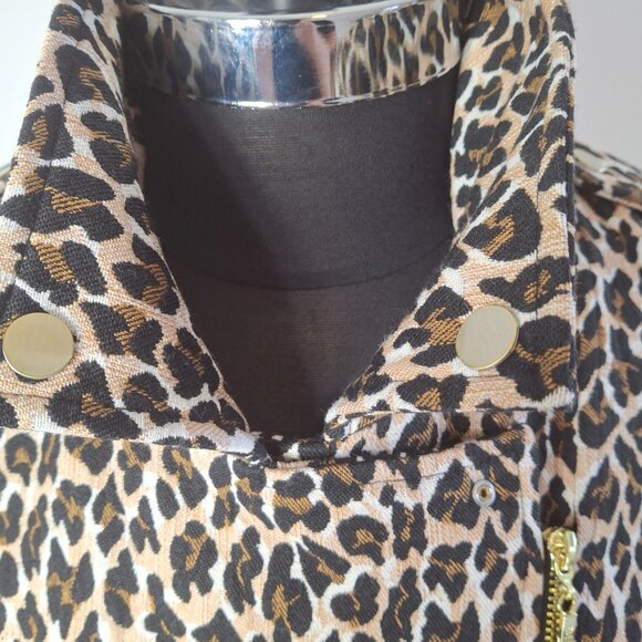 Bianca Nygard Sz 8 (Med) Animal Print Moto Jacket Short Zippered Lined Cotton - Picture 9 of 15